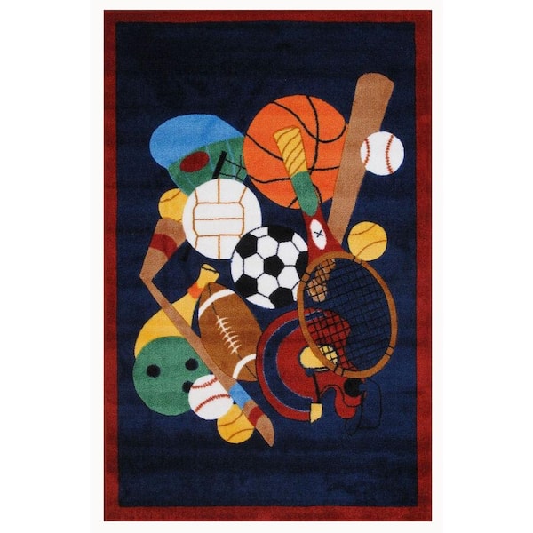LA Rug Supreme Sports America Multi Colored 5 ft. x 8 ft. Area Rug