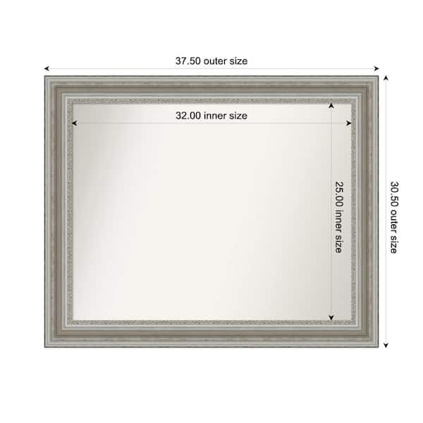Amanti Art Parlor Silver 37.5 in. x 30.5 in. Custom Non-Beveled Recycled Polystyrene Framed Bathroom Vanity Wall Mirror