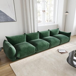 130.7 in. W Square Arm Chenille 4-piece Rectangle Modern Free Combination Sectional Sofa in Green