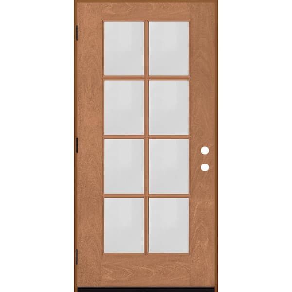 Steves & Sons Regency 36 in. x 80 in. Full 8-Lite Right-Hand/Outswing Clear Glass Autumn Wheat Stained Fiberglass Prehung Front Door