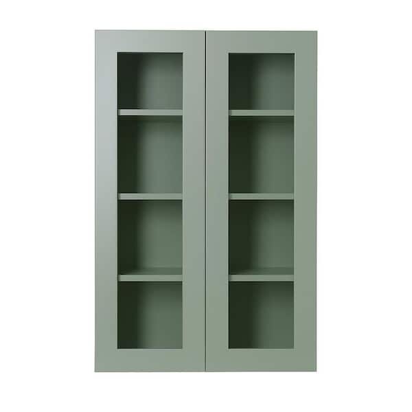 Shaker Assembled 24 in. x 42 in. x 12 in. Wall Cabinet with 2-Doors in Jade Green
