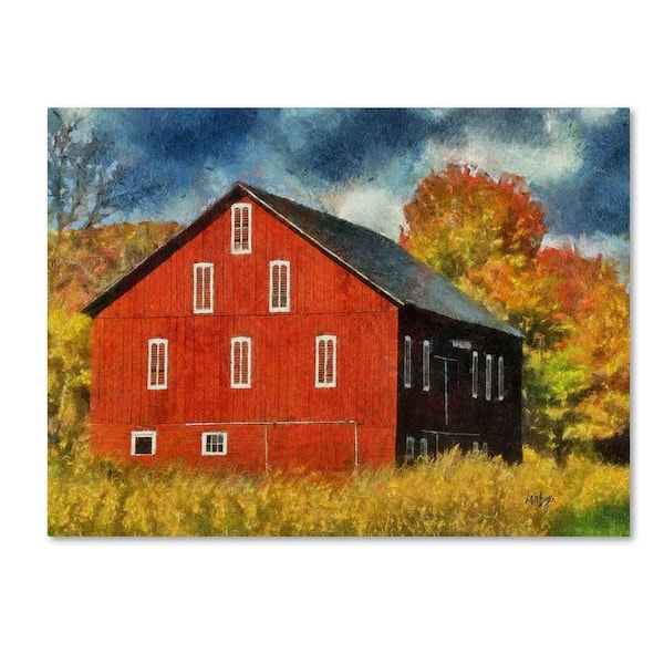 Trademark Fine Art 16 in. x 24 in. Red Barn in Autumn Canvas Art