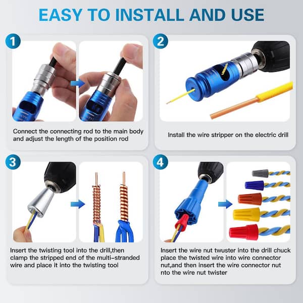 Vrbgify Wire Twister Tool for Drill for 6/8/10/12/14 AWG, 10 in 1