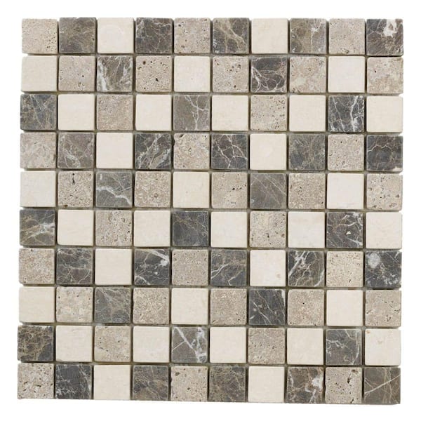 Jeffrey Court Emperador Mix Cream/Brown 11.625 in. x 11.625 in. Square Honed Marble Wall and Floor Mosaic Tile (0.938 sq. ft./Each)