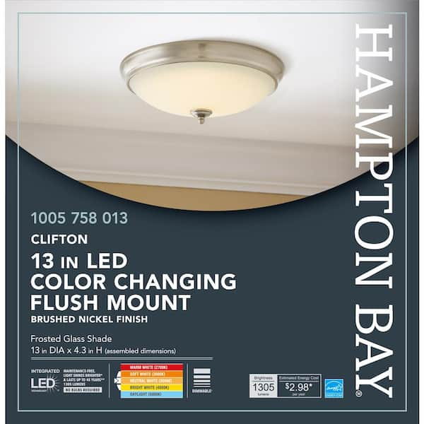 Hampton bay brushed nickel deals led flush mount