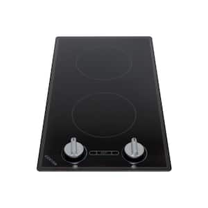 Cortez Series 12 in. Radiant Electric Cooktop in Black with 2 Elements Knob Control 240-Volt