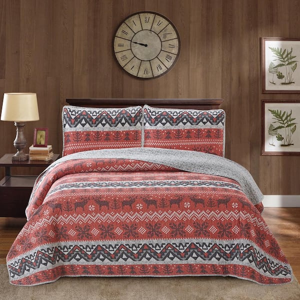 Harper Lane Moose Land Print Full/Queen 4-Piece Polyester Quilt Set