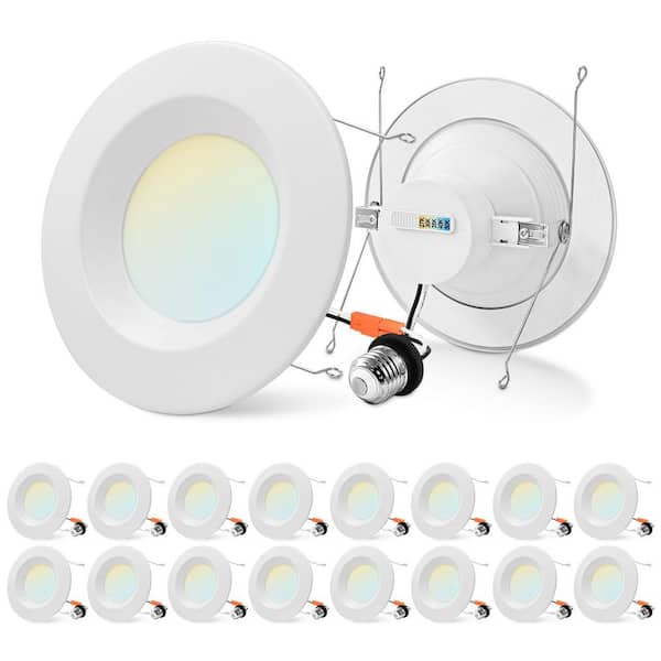 LUXRITE 5/6 in. LED Can Light Adjustable CCT 2700K-5000K 17W=90W