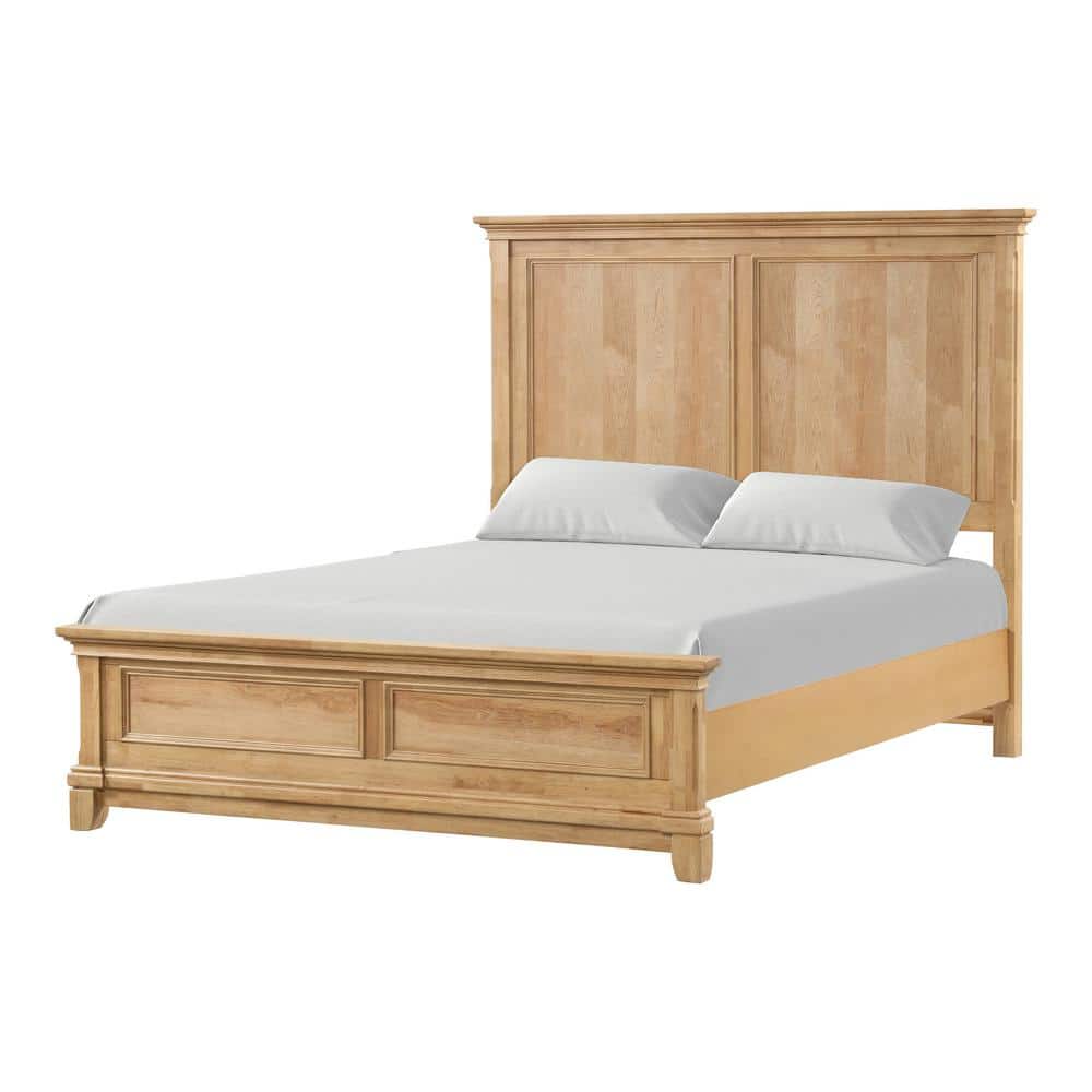 Zeller Brown Wood Frame Queen Panel Bed with Plank Headboard