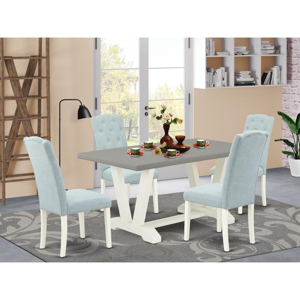 5-Piece Rectangle Natural Oak Finish Solid Wood Top Dining Table with 4 Parson Chair with Lattice Back price history on PriceWatchPro