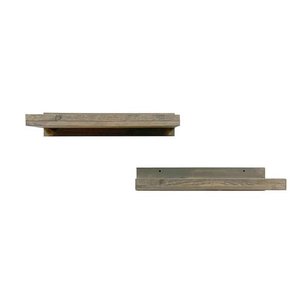 Del Hutson Designs Rustic Luxe 24 in. W x 10 in. D Gray Floating Decorative Shelves (Set of 2)
