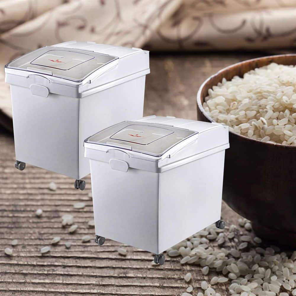 VEVOR 3 Pack Ingredient Bin with Caster 6.6 Gallon Mobile Restaurant Kitchen Flour Bin