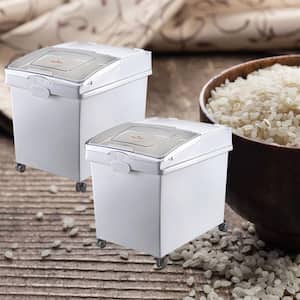 Airtight Food Storage Container Large Capacity Clear Plastic Flour Rice  Bucket With Measuring Scale Cereal Kitchen