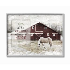 11 in. x 14 in. "Farm Memories Distressed Barn and Horse Photograph Gray Farmhouse Framed Wall Art" by Jennifer Pugh