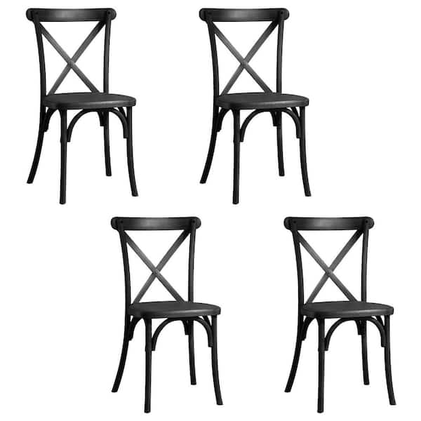 Angel Sar Black X-Back Resin Outdoor Dining Chair (Set of 4)