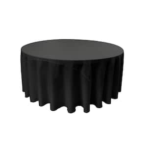 120 in. Black Polyester Poplin Round Tablecloth