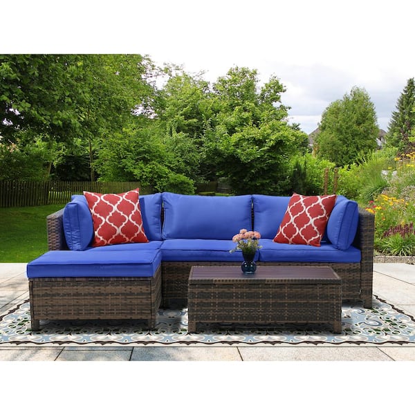 Edyo Living 3 Piece Wicker Patio, For Living 3 Piece Wicker Patio Sectional Set With Cushions