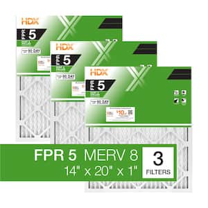 14 in. x 20 in. x 1 in. Standard Pleated Furnace Air Filter FPR 5, MERV 8 (3-Pack)