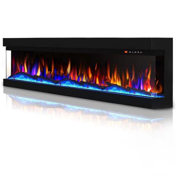 42 in. 3-Sided Freestanding Electric Fireplace Insert in Black with 13-Flame Colors,Heater,Remote Control and Smart App