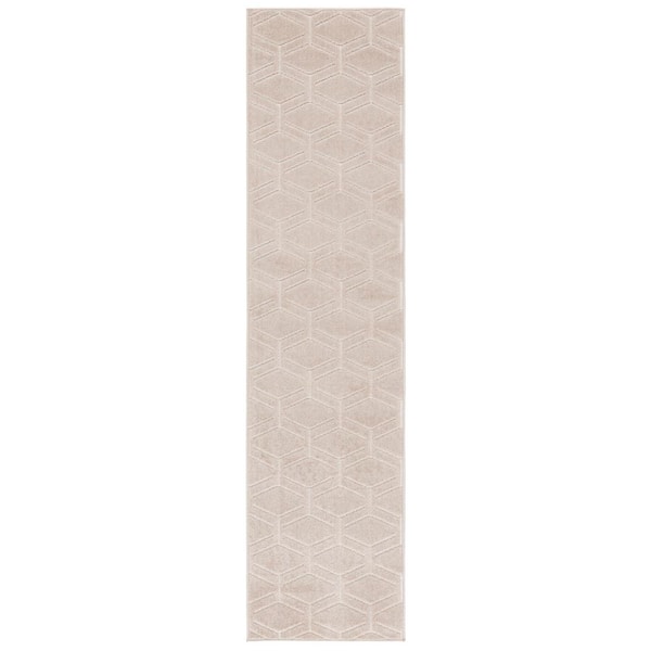 Stella Beige 2 ft. x 8 ft. Geometric High-Low Indoor/Outdoor Runner Rug