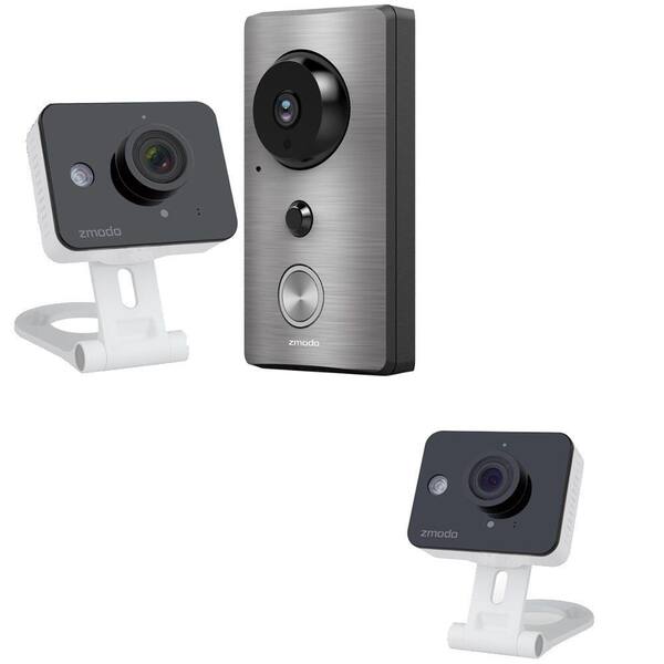 Zmodo Wi-Fi 720TVL Smart Doorbell with Mini Cam Bundle and Additional Free Mini Cam
