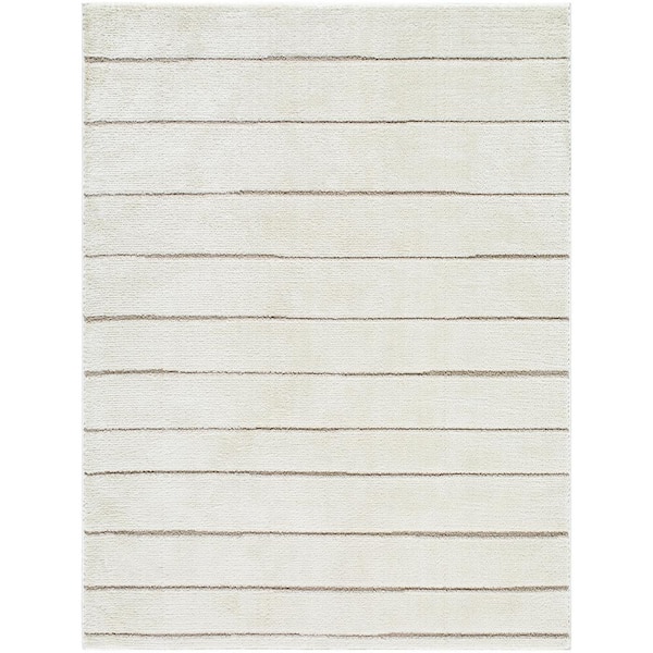 Livabliss x Our PNW Home Ivory/Taupe 8 ft. x 10 ft. Cascade Striped Indoor Area Rug