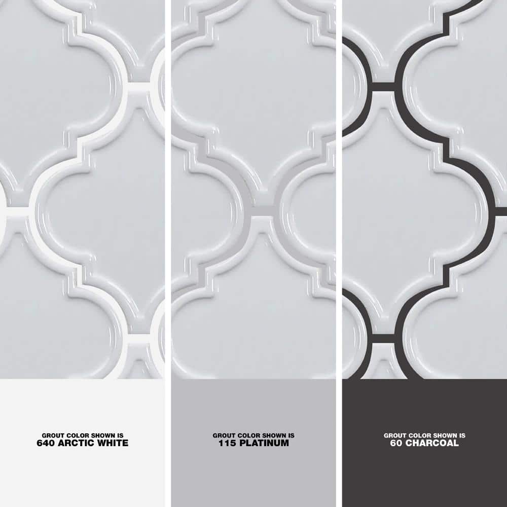 Labyrinth Pure White Polished Ceramic Arabesque Tile