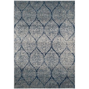 Madison Navy/Silver 5 ft. x 8 ft. Medallion Area Rug