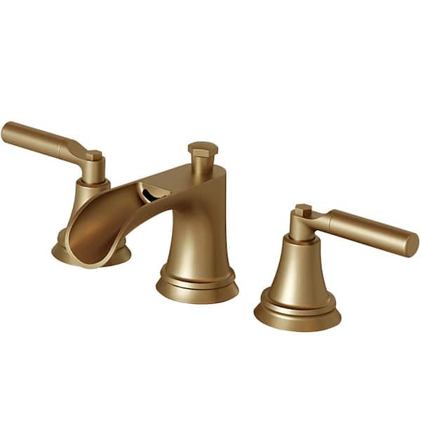 Unbranded 8 in. Widespread 2-Handle Bathroom Faucet with Pop-Up Drain Assembly in Brushed Gold