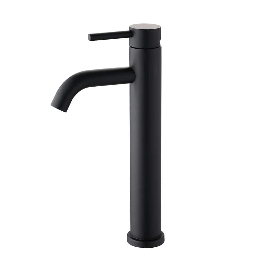 Matte Black Stainless Steel Single Handle Vessel Sink Faucet