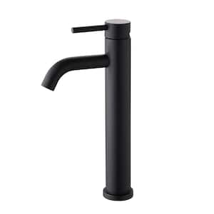 Single Handle Single Hole Tall Vessel Sink Faucet Basin Mixer Tap in Matte Black