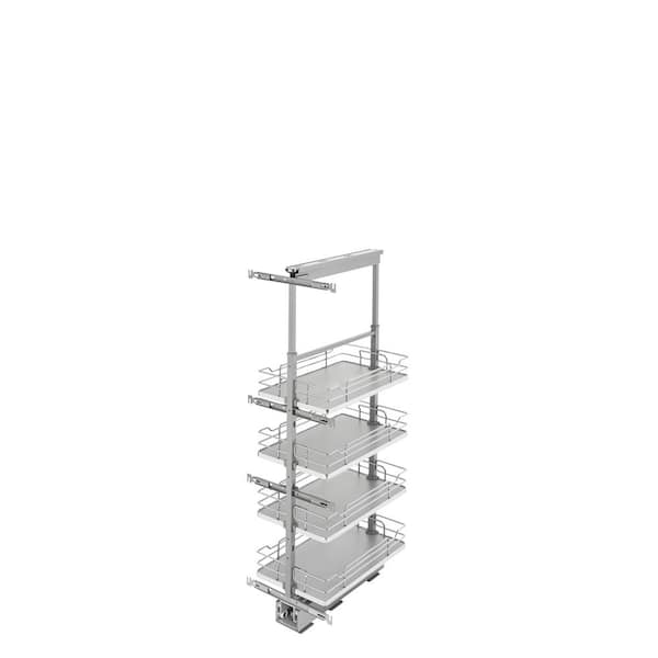 Rev-A-Shelf 13 in. Chrome Gray Solid Bottom Pantry Pullout with Soft Close