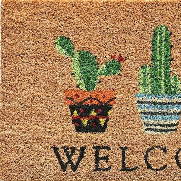 Multi-Colored 36 in. x 24 in. Coir Non-Slip Indoor/Outdoor Door Mat