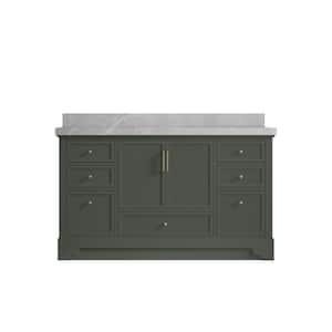 Alys 60 in. W x 22 in. D x 36 in. H Single Sink Bath Vanity in Pewter Green with 2 in. Pearl gray qt top