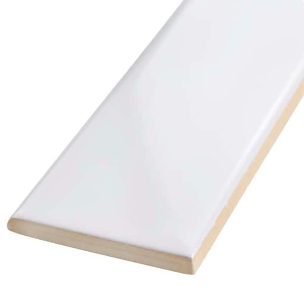 Park Retro White Ice 2 in. x 6 in. Ceramic Bullnose Subway Wall Trim Tile