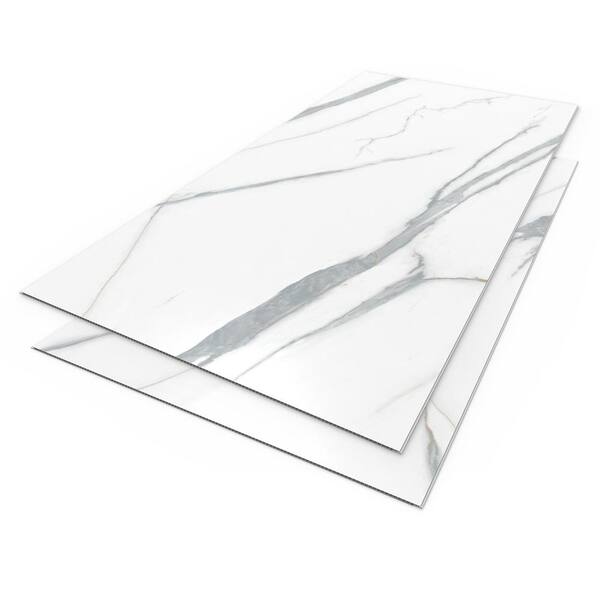 sunwings 2-Pieces Gold Calacatta 0.4 In. x 4 ft. x 8 ft. Marble Looks PVC Decorative Wall Panel (62 Sq. Ft/Case)