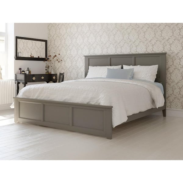 AFI Madison Grey King Solid Wood Foundation Bed Frame with Matching Footboard