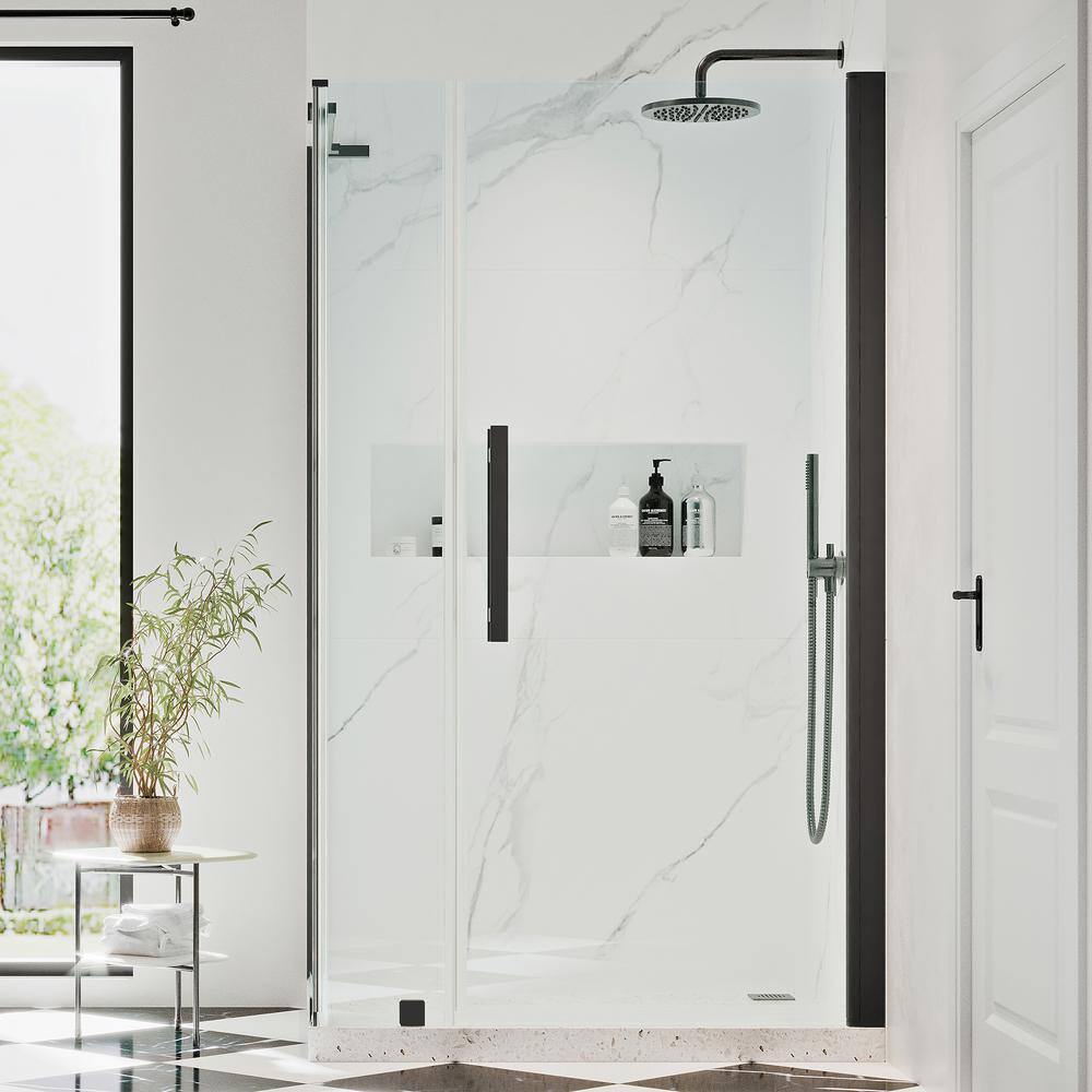Pasadena 36.5" x 72" Frameless Black Glass Shower Kit