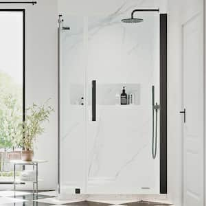 Pasadena 38-1/8 in. W x 72 in. H Rectangular Pivot Frameless Corner Shower Enclosure in Black