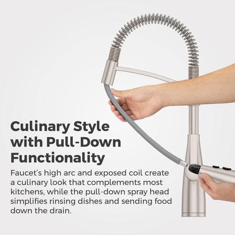 Kwan Brushed Nickel Pull-Down Kitchen Faucet with Pull-out Spray