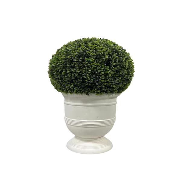 Unbranded Natural Elegant 24 in. Ball Topiary in White Pot, Artificial Faux Plant, for Home Office, and Outdoor Spaces