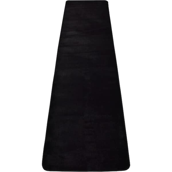 RugStylesOnline Euro Solid Collection Black 26 in. W x 120 in. L Stair Runner 21.67 sq. ft.