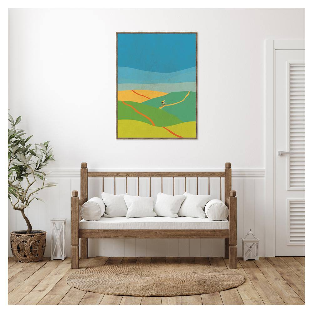 Large Vibrant Abstract Landscape Canvas with Bronze Frame