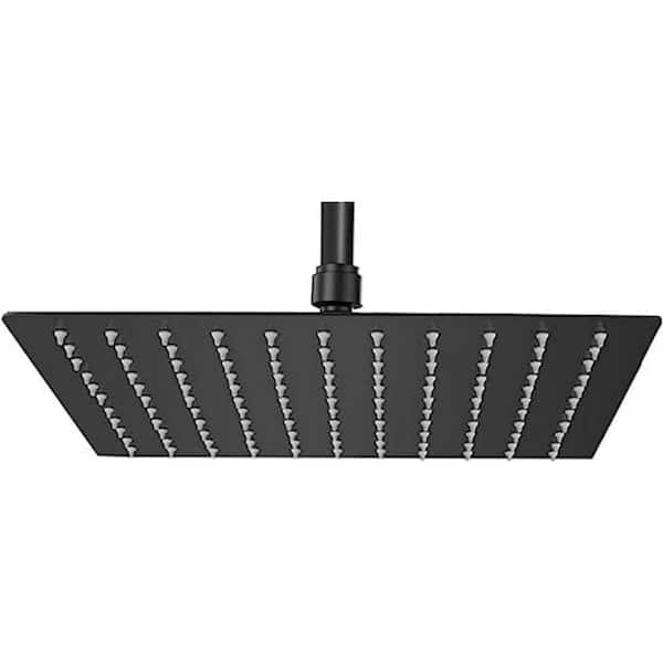 Unbranded Rain Shower head 3-Spray Patterns with 1.8 GPM 10 in. Wall Mount Rain Fixed Shower Head in Matte Black