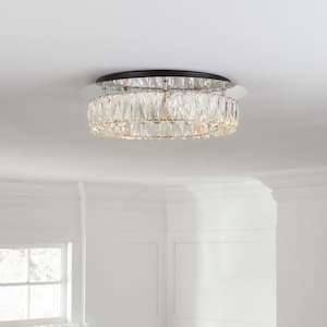 Keighley Crystal 17.5-in. Polished Chrome Integrated LED Flush Mount Kitchen Ceiling Light Fixture