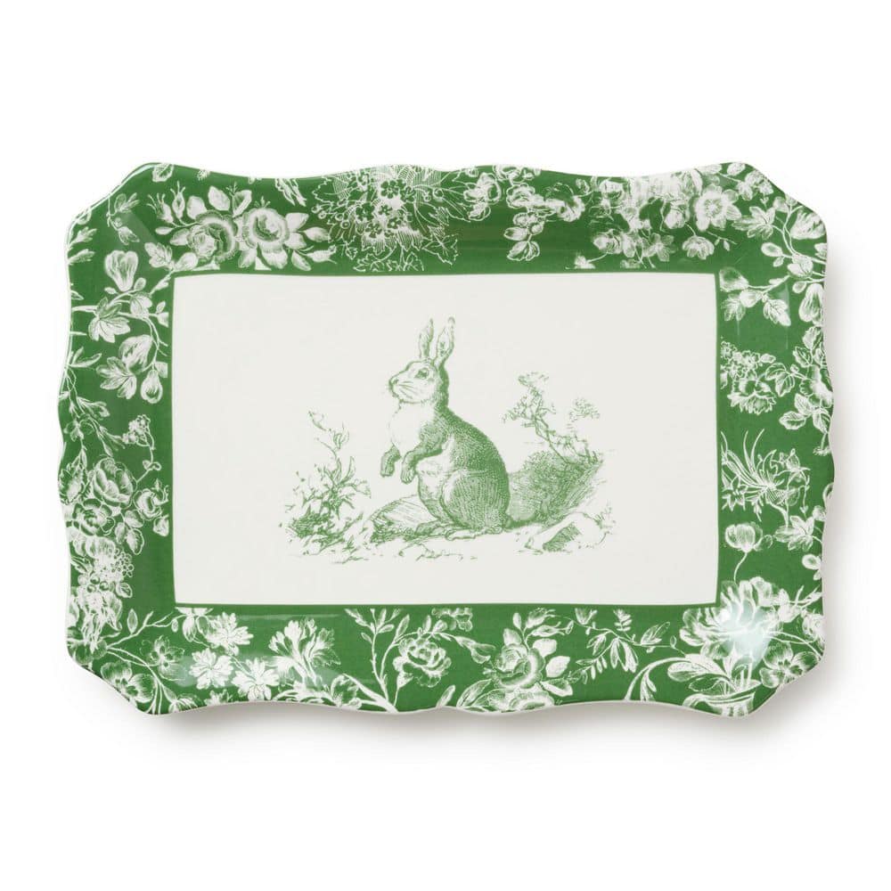 Le Jardin 13.75 in. x 9.75 in. Rectangular Green and White Stoneware Platter price history on PriceWatchPro