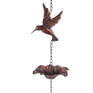8.5 ft. Hummingbird Rain Chain Outdoor Decor Metal Rainwater Catcher Chain Garden Yard 6 Cups 6 Hummingbirds
