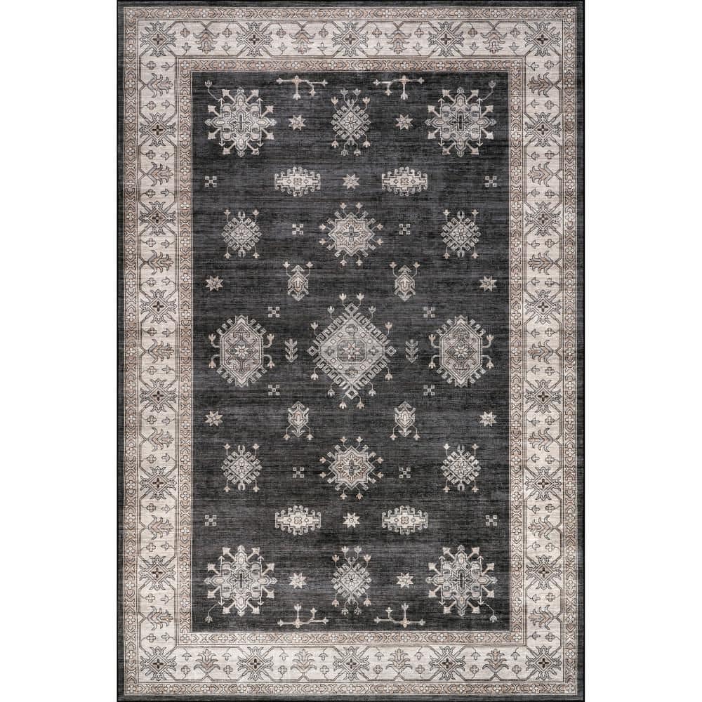 Andrea Bordered Spill Proof Washable Charcoal 2 ft. x 3 ft. Indoor Area Rug price history on PriceWatchPro