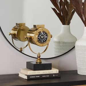Gold Stainless Steel Clock with Black Base