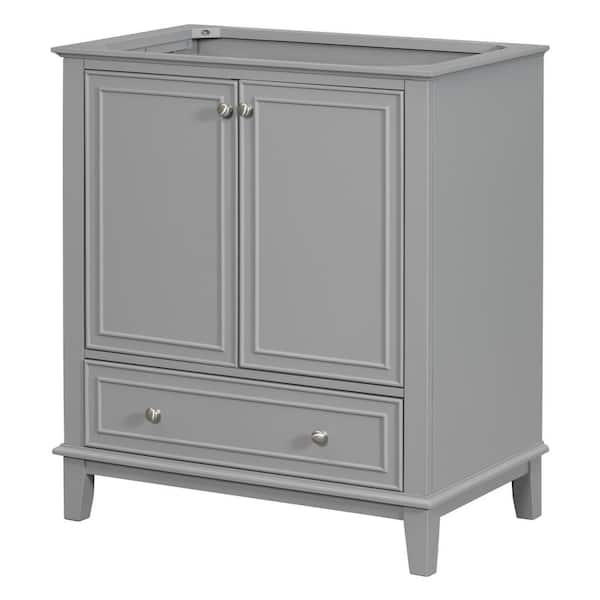 Zeus & Ruta 30 in. W x 17.8 in. D x 33.82 in. H Bath Vanity Cabinet without Top with Doors and Drawer in Gray